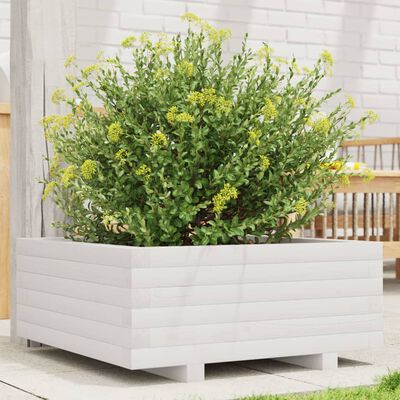 vidaXL Jardinière blanc 60x60x26,5 cm bois de pin massif