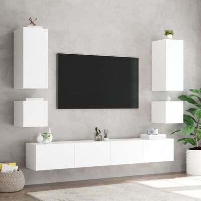 vidaXL Meuble TV mural avec lumières LED blanc 40,5x35x40 cm