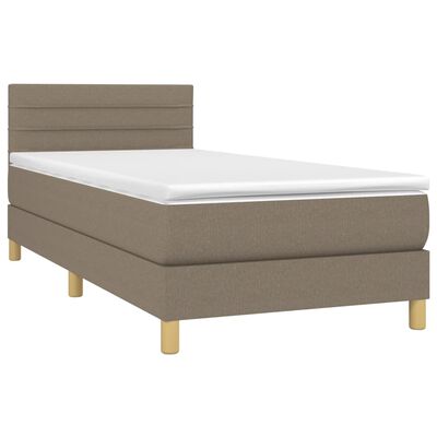 vidaXL Sommier à lattes de lit avec matelas LED Taupe 90x190 cm Tissu