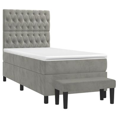 vidaXL Sommier à lattes de lit et matelas Gris clair 90x200 cm Velours