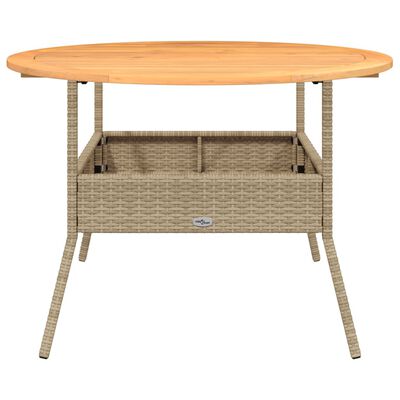 vidaXL Table de jardin et dessus en bois d'acacia beige résine tressée