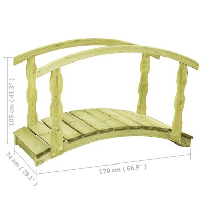 vidaXL Pont de jardin B-Stock 170x74x105cm Bois massif de pin imprégné