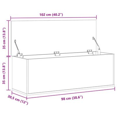 vidaXL Boîte de rangement sonoma gris 102x35x35 cm bois d'ingénierie