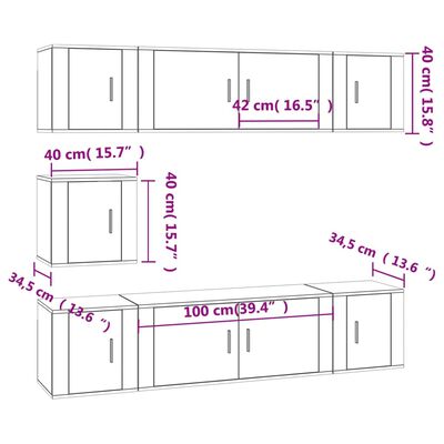 vidaXL Ensemble de meubles TV 7 pcs Blanc brillant Bois d'ingénierie