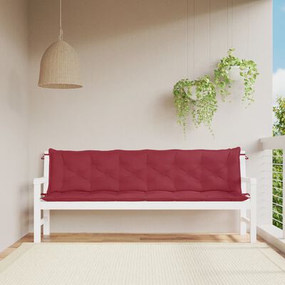 vidaXL Coussins de banc de jardin lot de 2 rouge bordeaux tissu Oxford