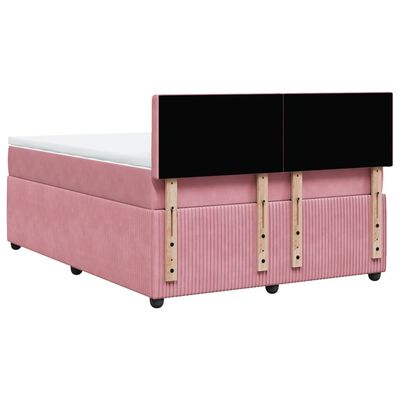 vidaXL Sommier à lattes de lit avec matelas Rose 140x200 cm Velours