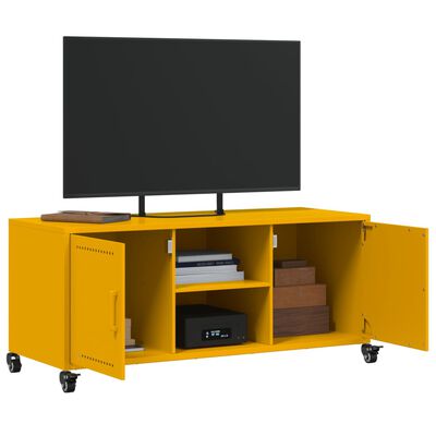 vidaXL Meuble TV jaune moutarde 100,5x39x43,5 cm acier