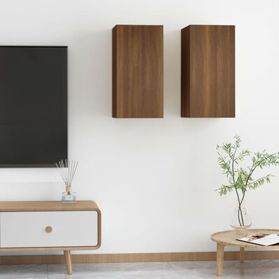 vidaXL Meubles TV 2 pcs Chêne marron 30,5x30x60 cm Bois d'ingénierie