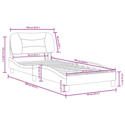 vidaXL Cadre de lit avec lumières LED marron 90x190 cm similicuir