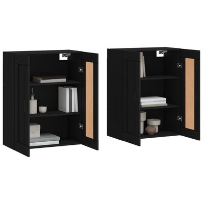 vidaXL Armoires murales 2 pcs noir bois d'ingénierie