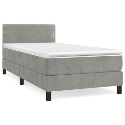 vidaXL Sommier à lattes de lit et matelas Gris clair 90x200 cm Velours