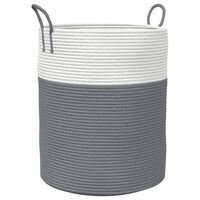 vidaXL Panier de rangement gris et blanc Ø38x46 cm coton