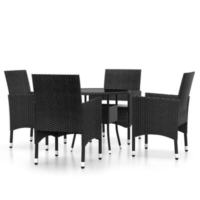 vidaXL Ensemble à manger de jardin 5 pcs Résine tressée Noir