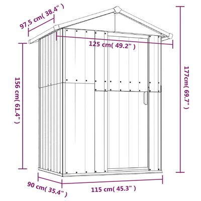 vidaXL Abri de jardin Anthracite 126x97,5x177 cm Acier galvanisé