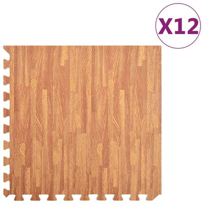 vidaXL Tapis de sol 12 pcs Grain de bois 4,32㎡ Mousse EVA