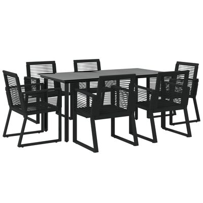 vidaXL Ensemble à manger de jardin 7 pcs Noir Rotin PVC