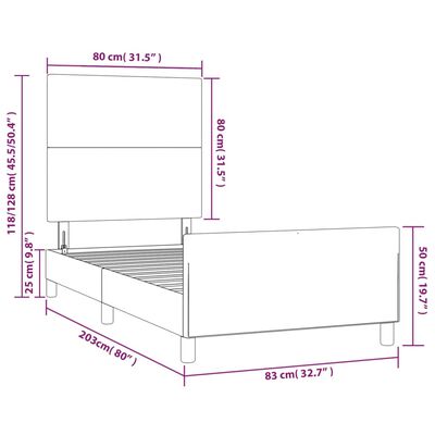 vidaXL Cadre de lit avec tête de lit Gris 80x200 cm Similicuir