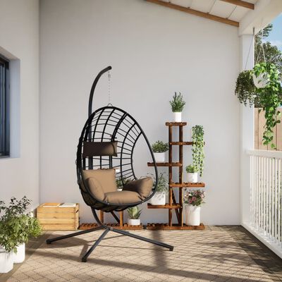 vidaXL Chaise suspendue en forme d'œuf et support taupe rotin et acier