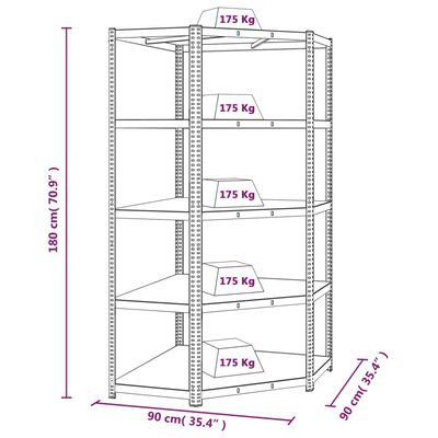 vidaXL Étagères à 5 niveaux 3 pcs Argenté Acier et bois d'ingénierie