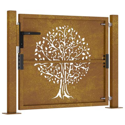 vidaXL Portail de jardin 105x105 cm acier corten conception de l'arbre