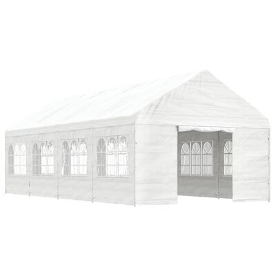 vidaXL Belvédère avec toit blanc 8,92x4,08x3,22 m polyéthylène