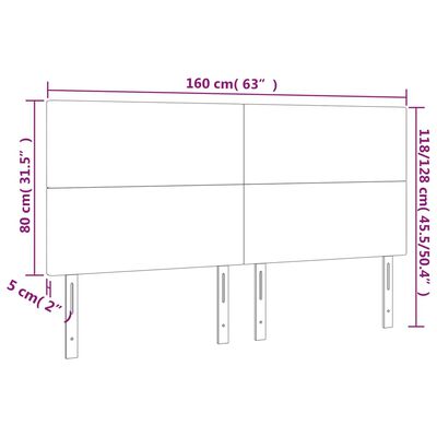 vidaXL Têtes de lit 4 pcs Noir 80x5x78/88 cm Velours