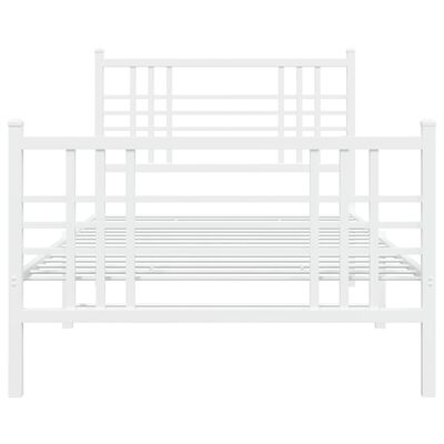 vidaXL Cadre de lit métal sans matelas avec pied de lit blanc 90x190cm