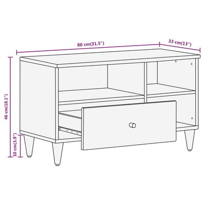 vidaXL Meuble TV 80x33x46 cm bois massif de manguier