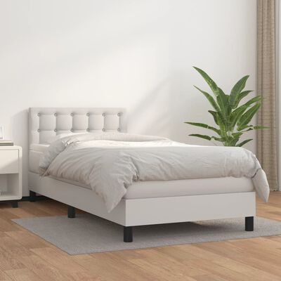 vidaXL Sommier à lattes de lit avec matelas Blanc 90x200 cm Similicuir