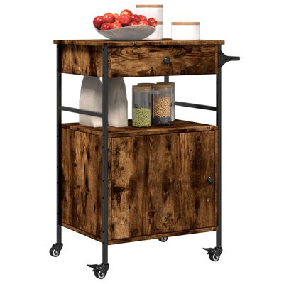 vidaXL Chariot de cuisine chêne fumé 56x43x89,5 cm bois d'ingénierie