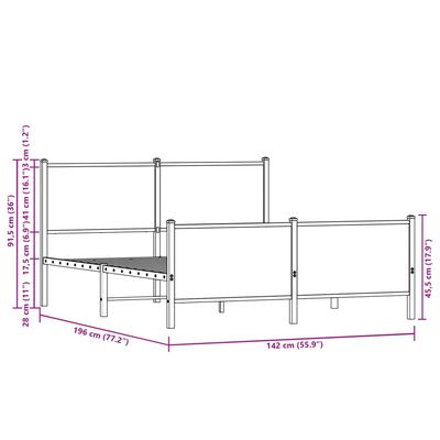 vidaXL Cadre de lit en métal sans matelas chêne sonoma 137x190 cm