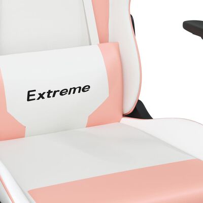 vidaXL Chaise de jeu avec repose-pied Blanc et rose Similicuir