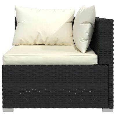 vidaXL Salon de jardin 8 pcs avec coussins Résine tressée Noir