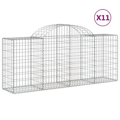 vidaXL Paniers à gabions arqués 11 pcs 200x50x80/100 cm Fer galvanisé