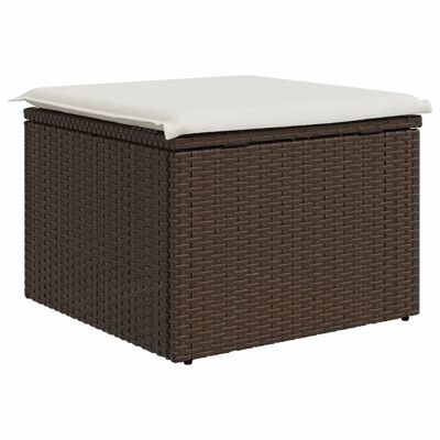 vidaXL Tabouret de jardin avec coussin brun 55x55x37 cm résine tressée