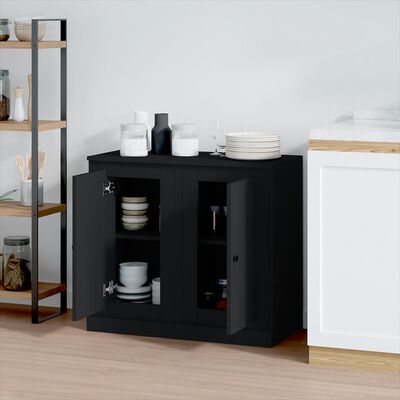 vidaXL Buffets 2 pcs noir 37,5x35,5x67,5 cm bois d'ingénierie