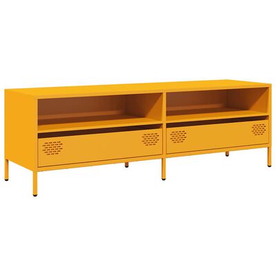 vidaXL Meuble TV jaune moutarde 135x39x43,5 cm acier laminé à froid