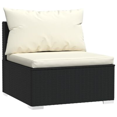 vidaXL Salon de jardin 7 pcs avec coussins Résine tressée Noir