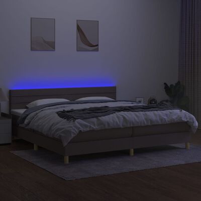 vidaXL Sommier à lattes de lit et matelas et LED Taupe 200x200cm Tissu