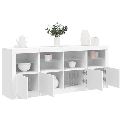 vidaXL Buffet avec lumières LED blanc 163x37x67 cm