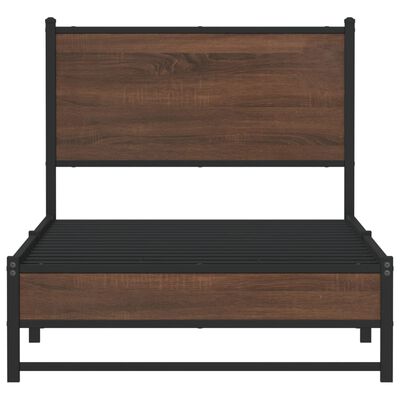 vidaXL Cadre de lit en métal avec tête de lit chêne marron 90x200 cm