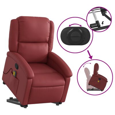 vidaXL Fauteuil inclinable de massage Rouge bordeaux Similicuir