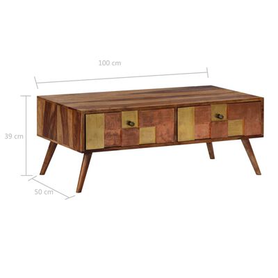 vidaXL Table basse 100x50x39 cm Bois massif