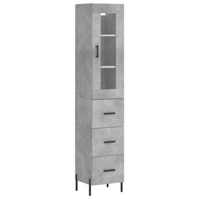 vidaXL Buffet haut Gris béton 34,5x34x180 cm Bois d'ingénierie