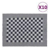 vidaXL Serviettes de cuisine 10 pcs noir et blanc 50x70 cm coton