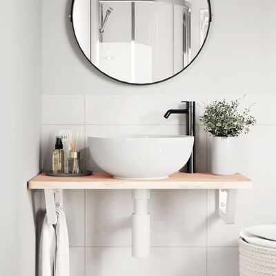 vidaXL Supports d'étagères pour lavabo 2 pcs blanc trapèze acier