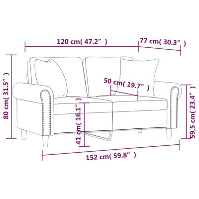 vidaXL Canapé 2 places avec oreillers cappuccino 120 cm similicuir