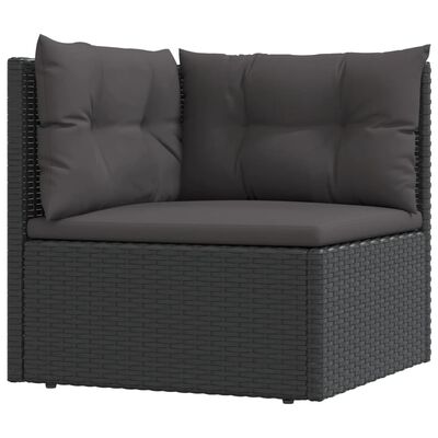 vidaXL Salon de jardin 6 pcs avec coussins Noir Résine tressée