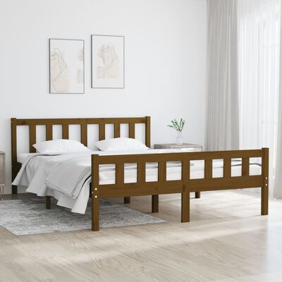 vidaXL Cadre de lit Marron miel Bois massif 140x190 cm