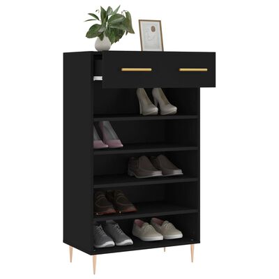 vidaXL Armoire à chaussures noir 60x35x105 cm bois d'ingénierie